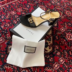 Gucci Marmont High Block Heel Sandals